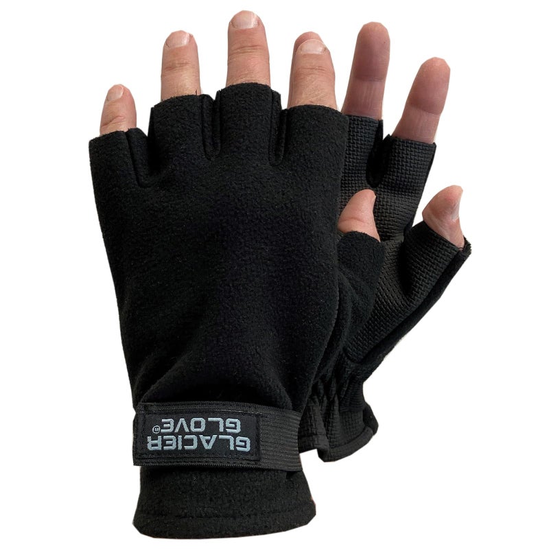Glacier Glove قفازات صيد غير قابلة للانزلاق خفيفة الوزن وقابلة للتنفس من غلاسيير غلوف للرجال والنساء، بدون أصابع، مع أساور مرنة | للأنشطة الخارجية، صيد الأسماك بالطيران، التجديف، المشي، سوداء، كبيرة - Image 1